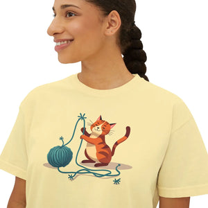 Vintage Women’s Boxy Tee - Cute Cat Lover Cotton - Dipaliz - T-shirts
