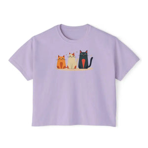 Cute Cat Lovers Soft Cotton T-shirt Women’s Boxy Tee - Dipaliz - T-shirts