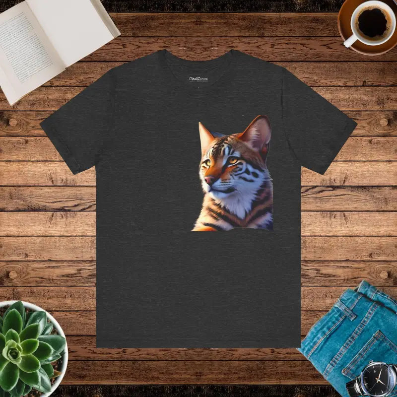 Cute Cat Unisex Jersey Short Sleeve Tee - Soft Cotton Classic Fit - Dark Grey Heather / s T-shirt