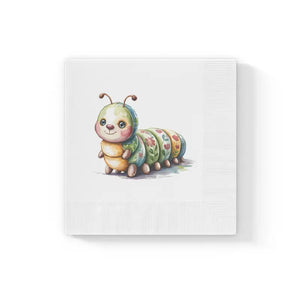 Cute Caterpillar Napkins - Whimsical Party Supplies - Dipaliz - 6.5’’ x / White / 50 Pcs - Paper
