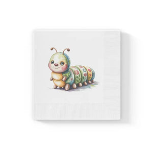 Cute Caterpillar Napkins - Whimsical Party Supplies - Dipaliz - 6.5’’ x / White / 100 Pcs - Paper
