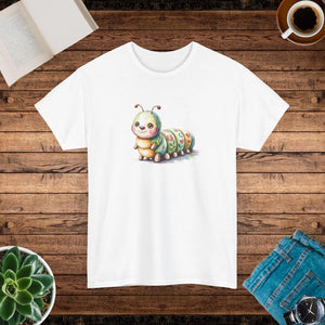 Cute Caterpillar Unisex Heavy Cotton Tee - Nature Lovers - Dipaliz - T-shirts