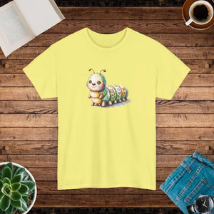 T-shirt - Unisex Heavy Cotton Tee Cute Caterpillar Nature Lovers - Dipaliz
