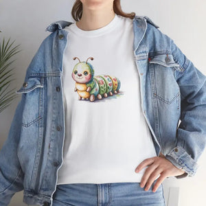 T-shirt - Unisex Heavy Cotton Tee Cute Caterpillar Nature Lovers - Dipaliz