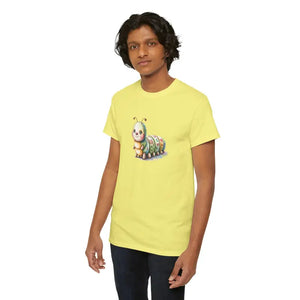 T-shirt - Unisex Heavy Cotton Tee Cute Caterpillar Nature Lovers - Dipaliz