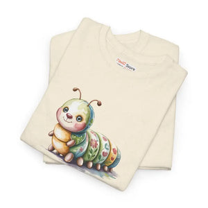 T-shirt - Unisex Heavy Cotton Tee Cute Caterpillar Nature Lovers - Dipaliz