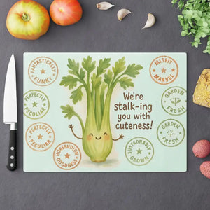 Celery Cutting Board Pastel Greens Tempered Glass Prep Fun - Dipaliz - Large - Boards