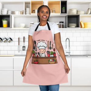 Chef Mom Apron with Vibrant Color Straps by Dipaliz - one Size / Black - Aprons