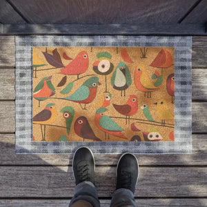 Doormat - Colorful Birds Coir Fiber Black Backing - Dipaliz - 24’’ x 16’’ - Door Mats