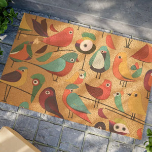 Doormat - Colorful Birds Coir Fiber Black Backing - Dipaliz - 24’’ x 16’’ - Door Mats