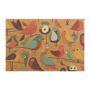 Doormat - Colorful Birds Coir Fiber Black Backing - Dipaliz - 24’’ x 16’’ - Door Mats