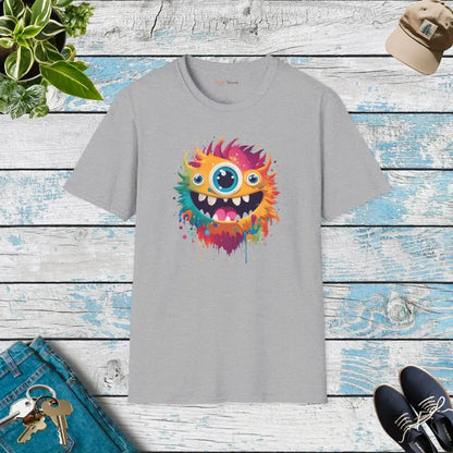 Unleash Fun with the Cute Colorful Monster Softstyle T-shirt! - Sport Grey / s T-shirt