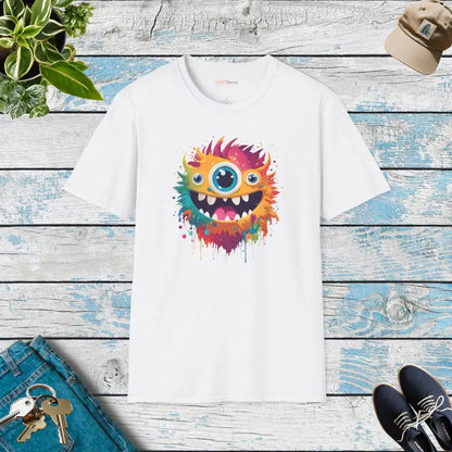 Unleash Fun with the Cute Colorful Monster Softstyle T-shirt! - White / s T-shirt