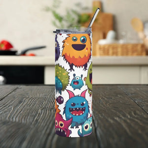 Cute Colorful Monsters Skinny Steel Tumbler - 20oz - Dipaliz - Tumblers
