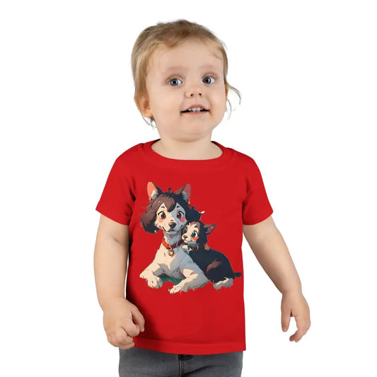 Adorable Cute Dogs Toddler T-shirt Comfy Classic Fit - Red / 4t Kids Clothes