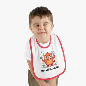 Drool Monster Baby Bib with Durable Velcro Closure - Dipaliz - White/red / one Size - Bibs