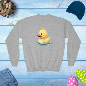 Cute Duck Youth Crewneck - Soft Easter Print - Dipaliz - Sweatshirts - Xs