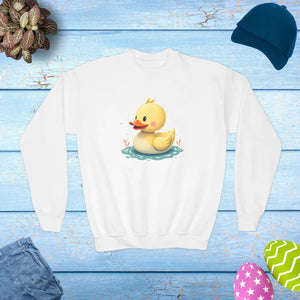 Cute Duck Youth Crewneck - Soft Easter Print - Dipaliz - Sweatshirts - Xs