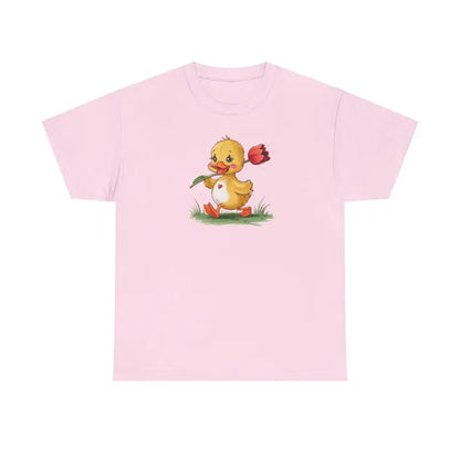 Unisex Heavy Cotton Tee - Adorable Duckling with Tulip Style - T-shirt