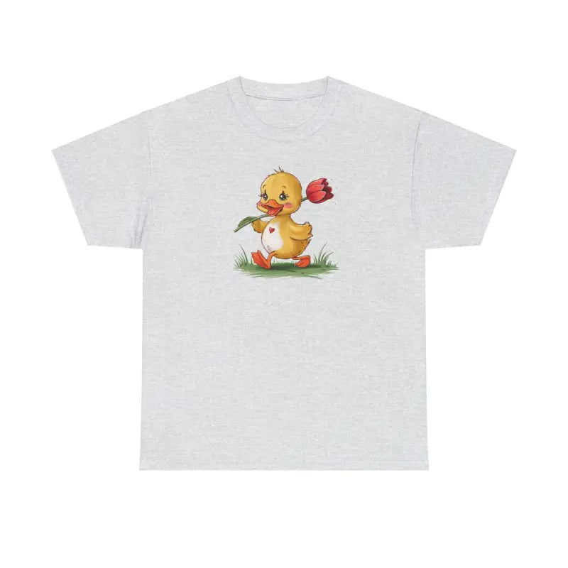 Unisex Heavy Cotton Tee - Adorable Duckling with Tulip Style - T-shirt