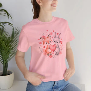 Cute Bunny Heart Tee - Fox Couple Animal Shirt - Dipaliz - T-shirts - m
