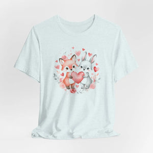 Cute Bunny Heart Tee - Fox Couple Animal Shirt - Dipaliz - T-shirts - m