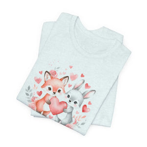 Cute Bunny Heart Tee - Fox Couple Animal Shirt - Dipaliz - T-shirts - m