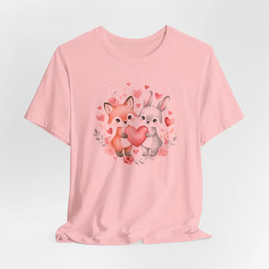 Cute Bunny Heart Tee - Fox Couple Animal Shirt - Dipaliz - T-shirts - m