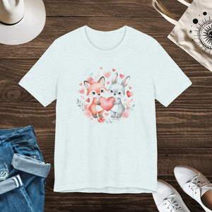 Cute Bunny Heart Tee - Fox Couple Animal Shirt - Dipaliz - T-shirts - m