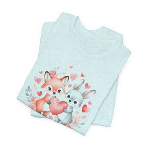 Cute Bunny Heart Tee - Fox Couple Animal Shirt - Dipaliz - T-shirts - m