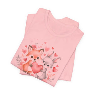 Cute Bunny Heart Tee - Fox Couple Animal Shirt - Dipaliz - T-shirts - m