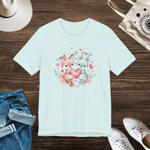 Cute Bunny Heart Tee - Fox Couple Animal Shirt - Dipaliz - T-shirts - m