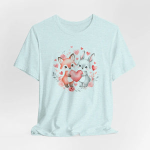 Cute Bunny Heart Tee - Fox Couple Animal Shirt - Dipaliz - T-shirts - m