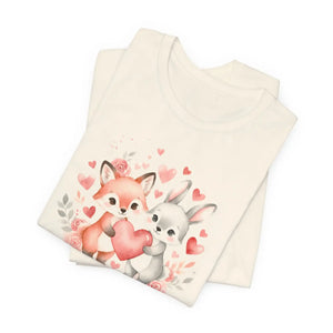 Cute Bunny Heart Tee - Fox Couple Animal Shirt - Dipaliz - T-shirts - m
