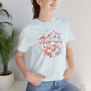 Cute Bunny Heart Tee - Fox Couple Animal Shirt - Dipaliz - T-shirts - m