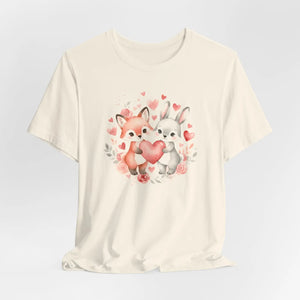 Cute Bunny Heart Tee - Fox Couple Animal Shirt - Dipaliz - T-shirts - m