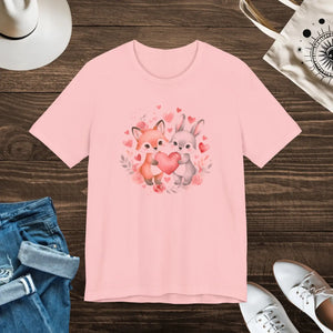Cute Bunny Heart Tee - Fox Couple Animal Shirt - Dipaliz - T-shirts - m