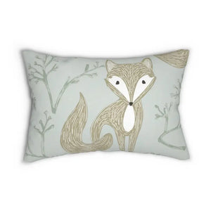 Teal Spun Polyester Lumbar Pillow - Adorable Fox Design - Dipaliz - 20’’ × 14’’ - Pillows
