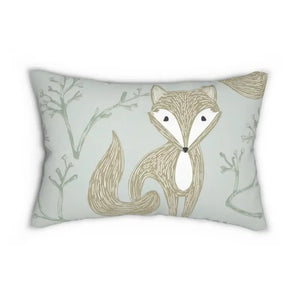 Teal Spun Polyester Lumbar Pillow - Adorable Fox Design - Dipaliz - 20’’ × 14’’ - Pillows