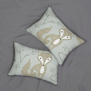 Teal Spun Polyester Lumbar Pillow - Adorable Fox Design - Dipaliz - 20’’ × 14’’ - Pillows