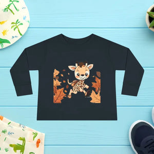 Toddler Long Sleeve Cute Giraffe Tee Soft Cotton Style Dipaliz - Black / 2t - Baby & Clothing