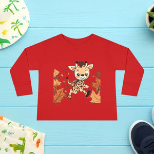 Toddler Long Sleeve Cute Giraffe Tee Soft Cotton Style Dipaliz - Red / 2t - Baby & Clothing