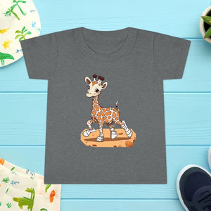 Kids Clothes - Giraffe Toddler T-shirt - Soft Cotton Tee - Dipaliz Graphite Heather / 5t