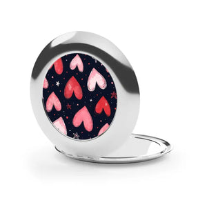 Heart-patterned Compact Travel Mirror for Effortless Glam - Dipaliz - Silver / Glossy / one Size - Face Mirrors