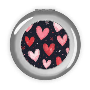Heart-patterned Compact Travel Mirror for Effortless Glam - Dipaliz - Silver / Glossy / one Size - Face Mirrors
