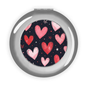 Heart-patterned Compact Travel Mirror - Effortless Glam - Dipaliz - Face Mirrors
