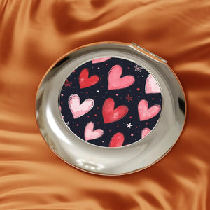 Heart-patterned Compact Travel Mirror - Effortless Glam - Dipaliz - Face Mirrors