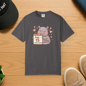 Sunny Hippo Parade Tee - Ultra Soft Celebrate World - Dipaliz - Graphite / s - T-shirt