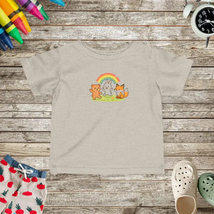 Cute Infant Fine Rainbow Animals Tee for Summer Outings - Dipaliz - Natural Heather / 6m - Baby & Toddler Clothing