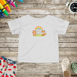 Cute Infant Fine Rainbow Animals Tee for Summer Outings - Dipaliz - Heather / 6m - Baby & Toddler Clothing